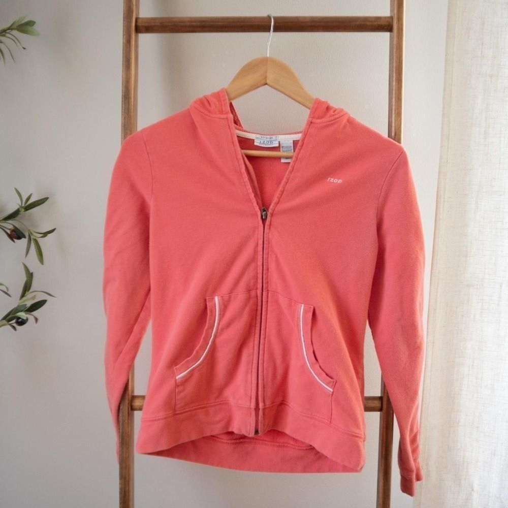 Y2K Izod Athleisure Work Yoga Outdoor Preppy Glam Women's Salmon Pink Hoodie